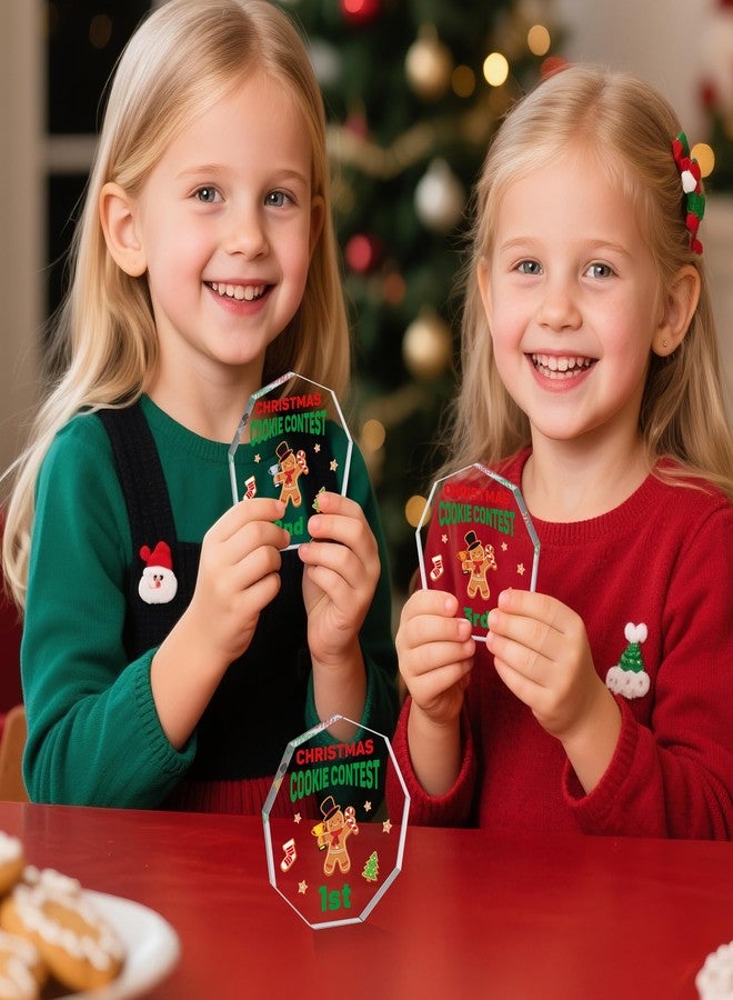 JAPBOR Christmas Cookie Contest Trophy - 3pcs Acrylic 1st 2nd 3rd Gingerbread Man Trophies Awards, Xmas Holiday Decoration Place Medal Gift, Funny Contest Winner Competition Prizes Tabletop Signs - Image 4